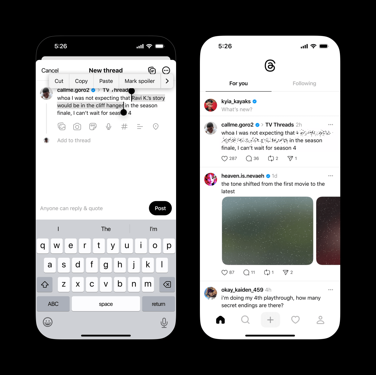 Threads 新機能💡テキストや画像にぼかしを入れることでネタバレを防ぐ