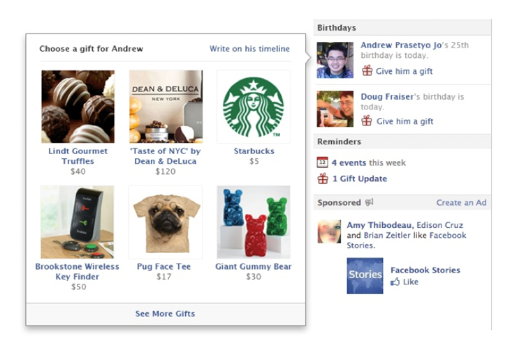 More Partners and People for Facebook Gifts Meta