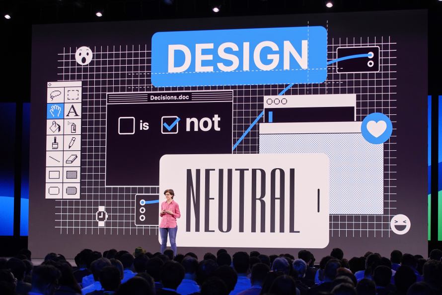 Margaret Stewart on F8 keynote stage