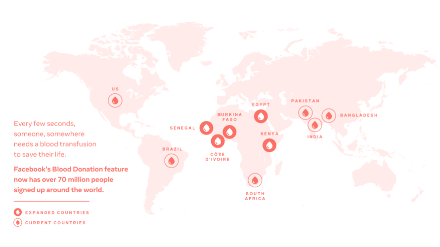 Map of Blood Donations feature around the world