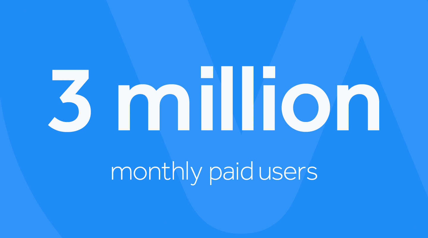 3 million monthly paid users