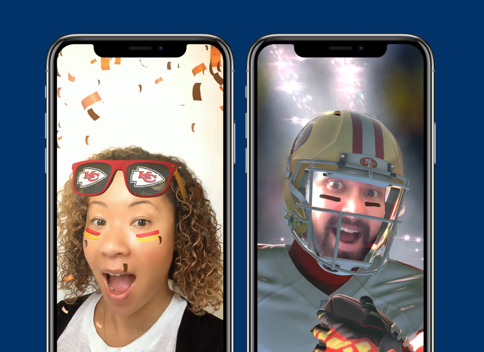 Screenshot of Messenger Super Bowl Camera Filters