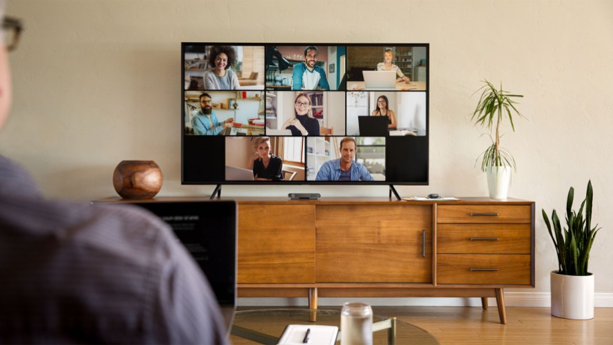 Workplace group video call on Portal TV