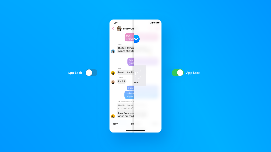 Screenshot showing Messenger app lock feature