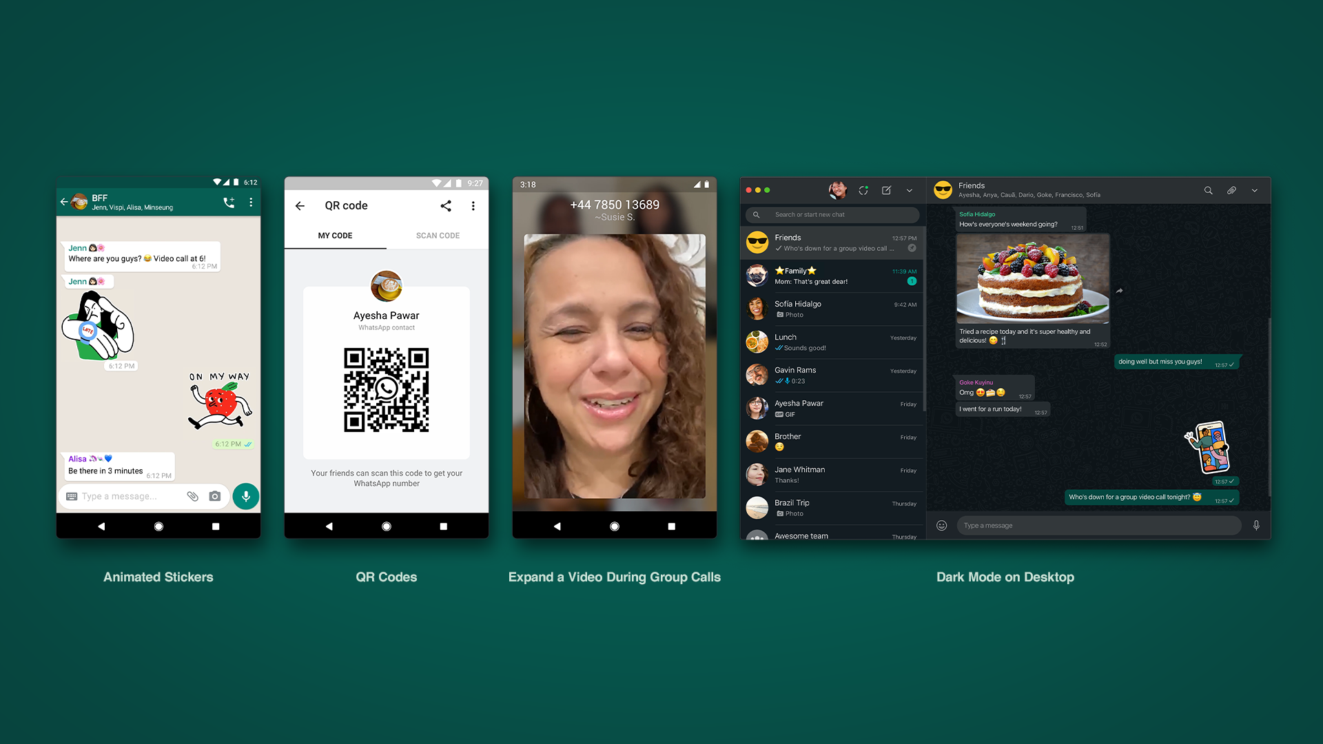 Screenshots of new WhatsApp features