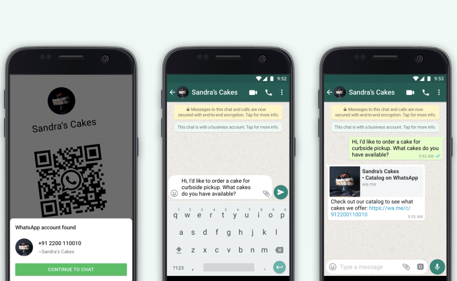 QR codes to start a chat with a business on WhatsApp