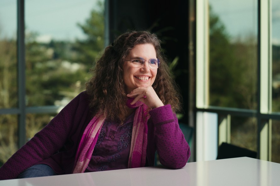 Amanda Barry sitting at table