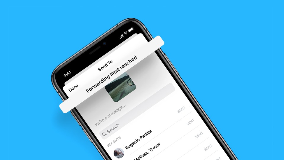 Screenshot of Messenger Forwarding Limit