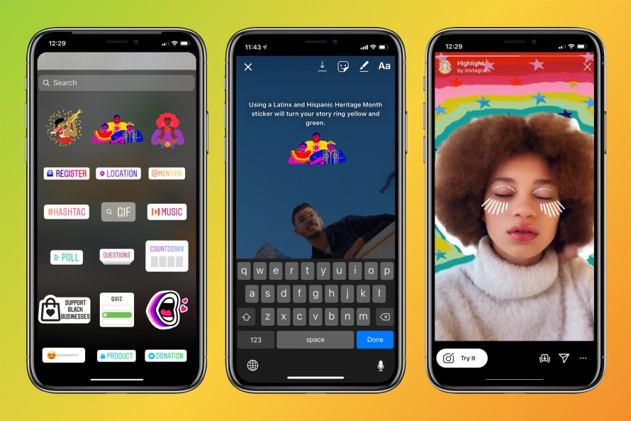 image of Instagram stickers and AR camera effects for Latinx and Hispanic Heritage Month
