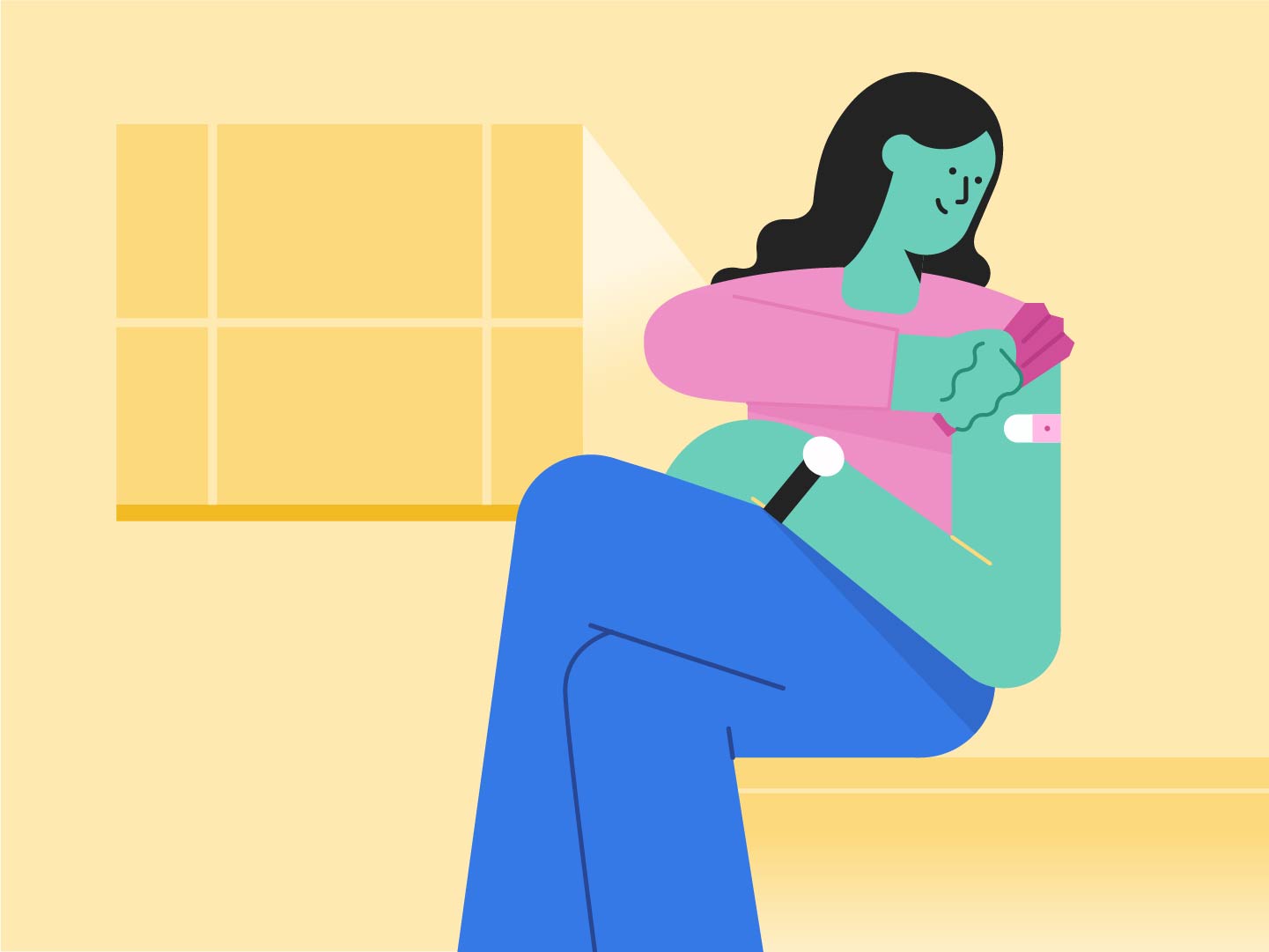 illustration of a woman getting a flu shot