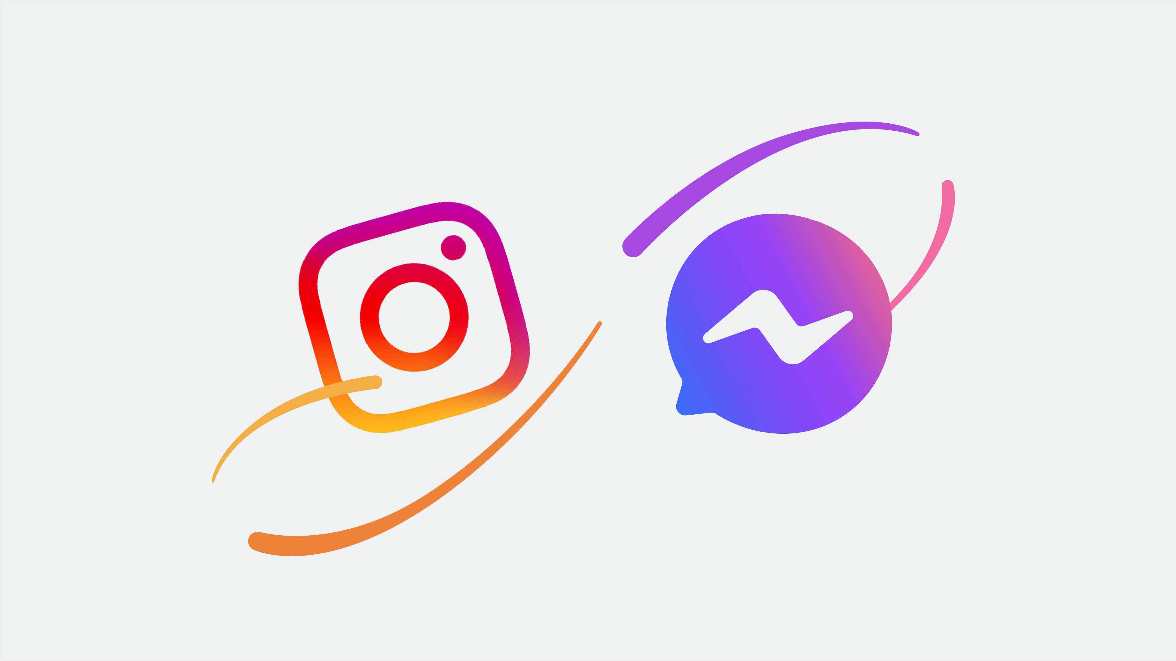 graphic for the new messaging experience on Instagram and Messenger