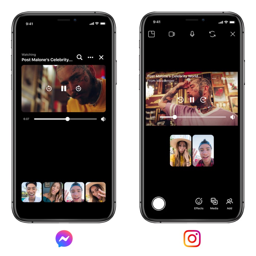 Screenshot of Watch Together on Instagram and Messenger