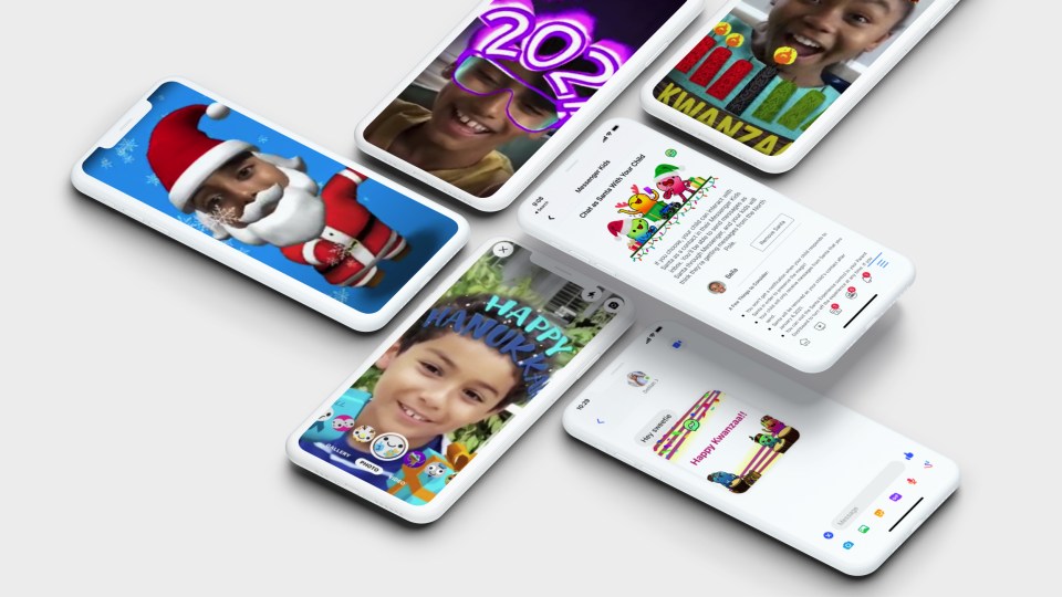 Screenshots of Messengers Kids holiday features