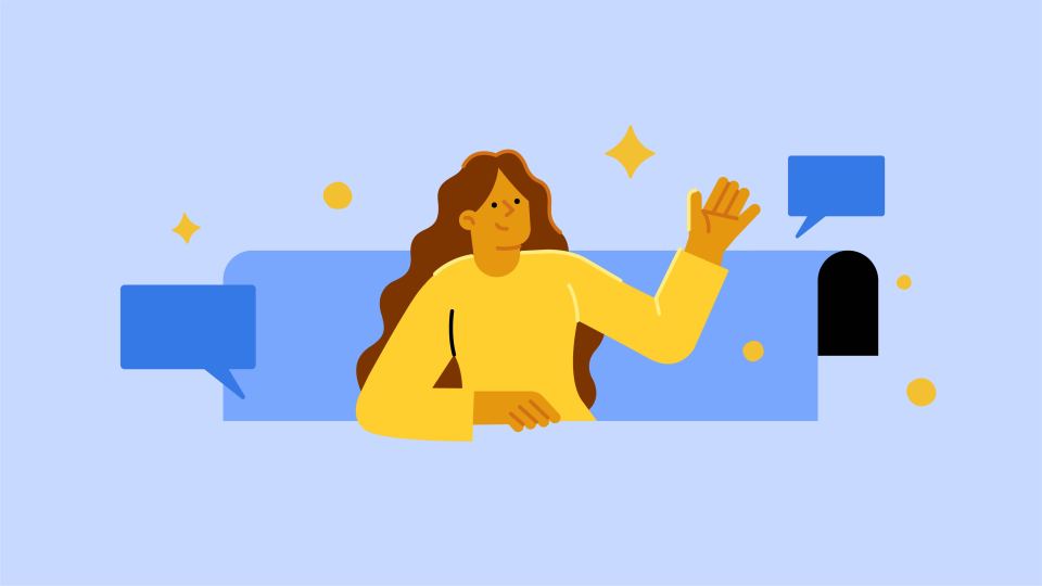 Illustration of a woman and Page experience graphics