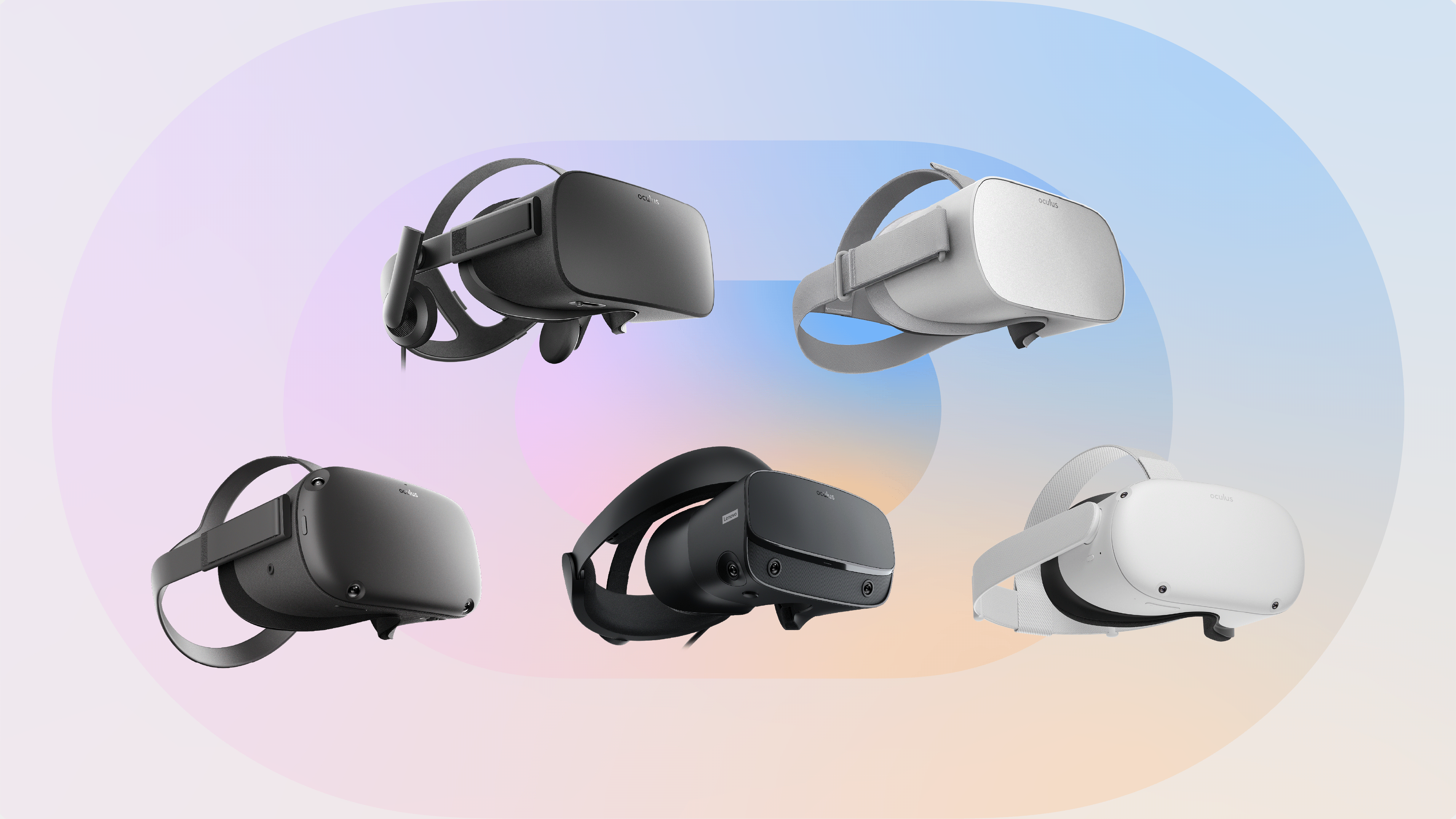  The image shows the evolution of VR headsets from 2016 to 2023, with the Oculus Rift, Oculus Go, Oculus Quest, Oculus Quest 2, and the Meta Quest Pro.