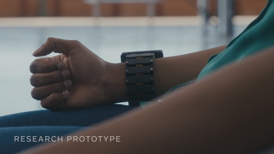 Photo of wrist-based wearable research prototype