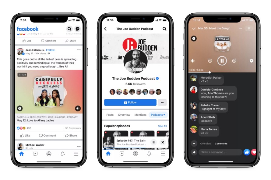 Facebook's podcasts feature