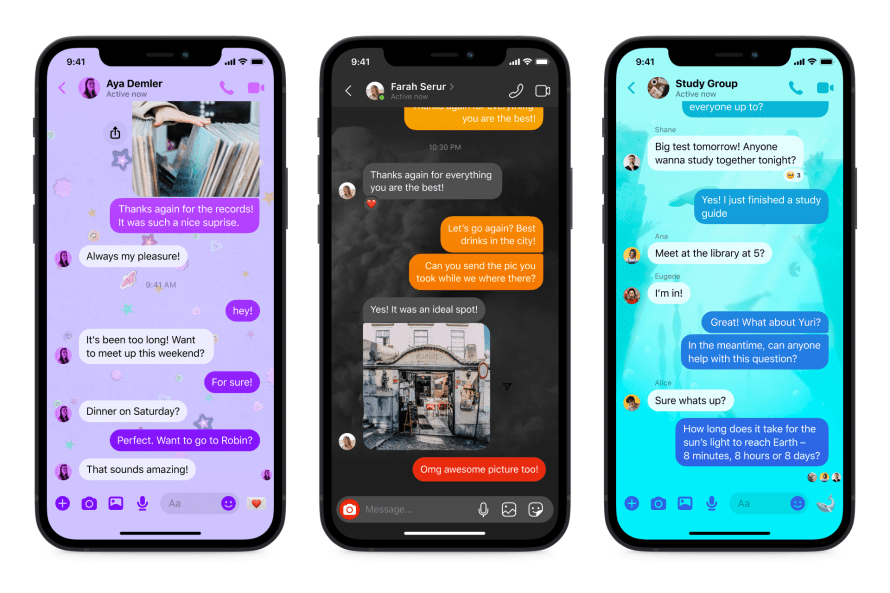 new messenger chat themes product mock