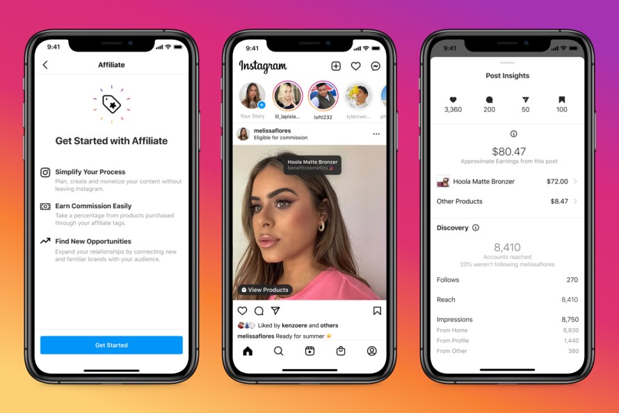 Mobile screenshots Facebook's upcoming affiliate marketing tool, which can be used by creators in partnership with brands to drive sales.