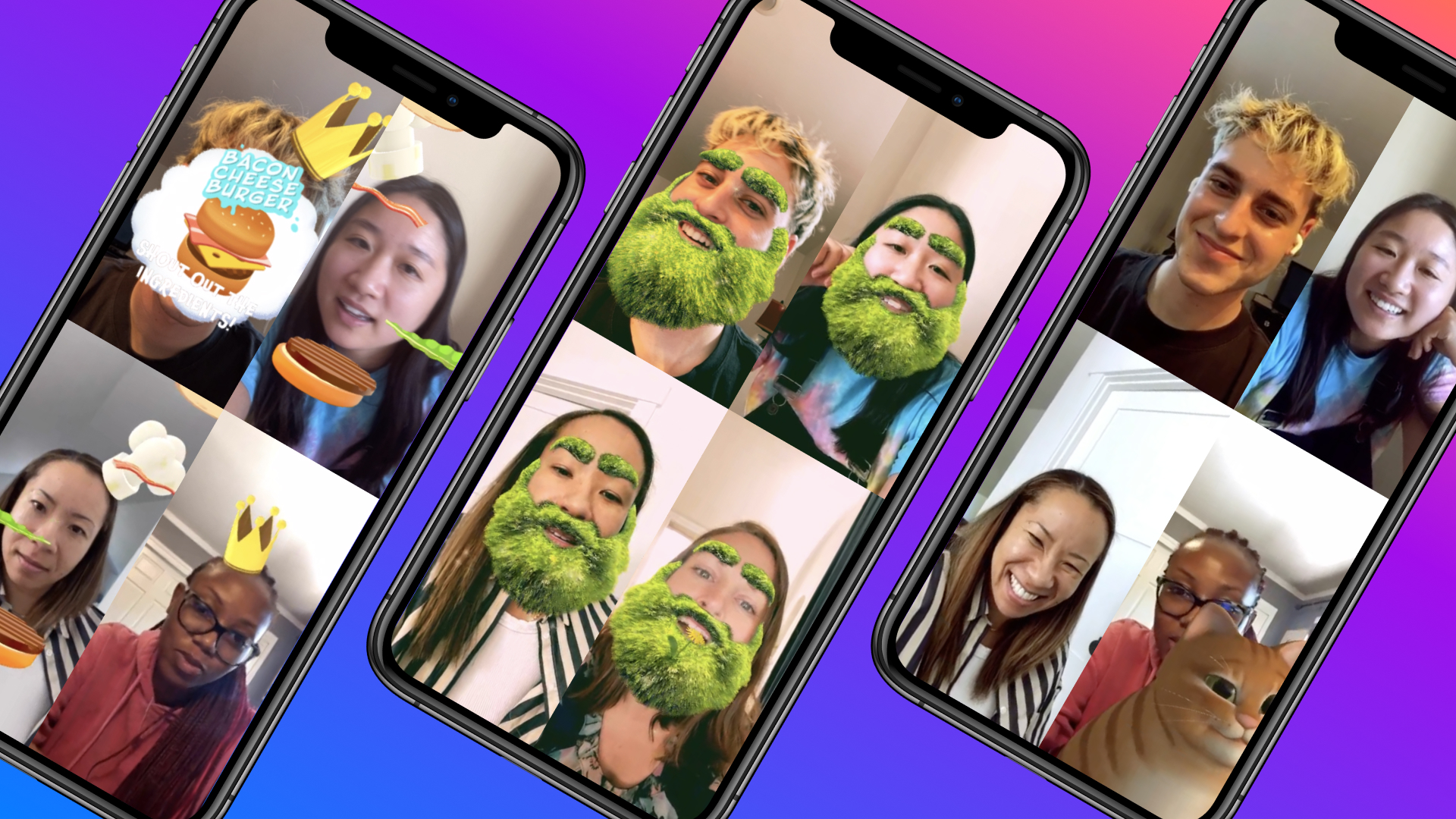 Facebook 在 Messenger 上添加 AR 效果 Messenger 群效截圖