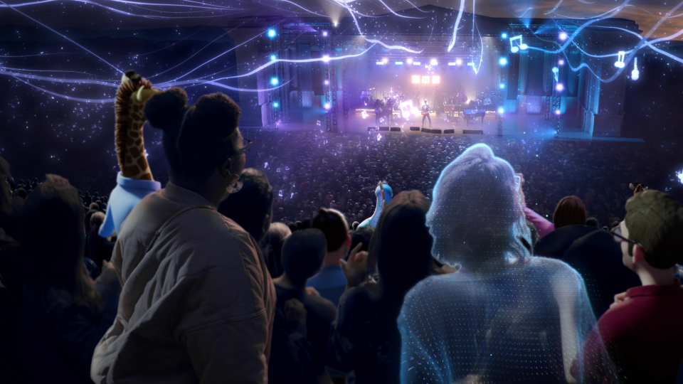 Avatars enjoying a concert in a depiction of what the metaverse could look like