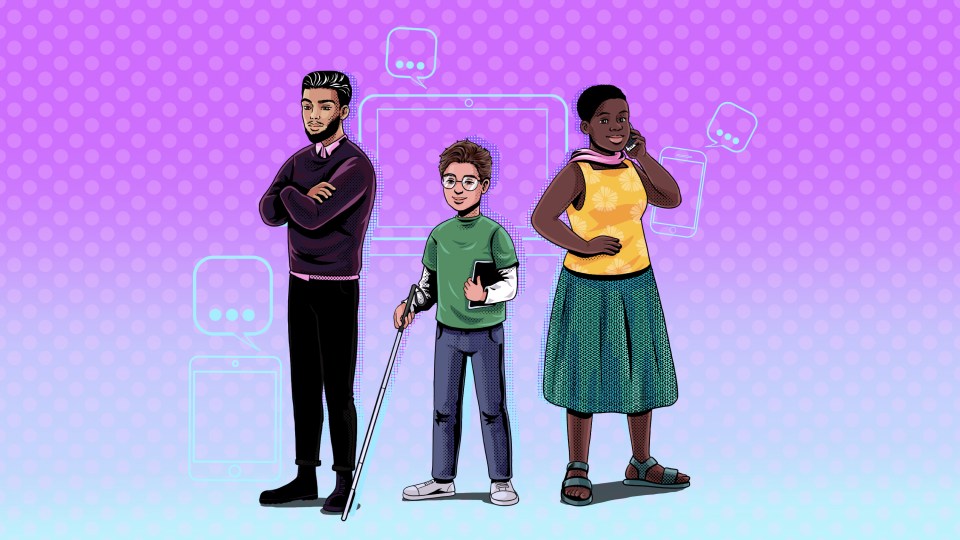 Avatars of three people standing next to each other