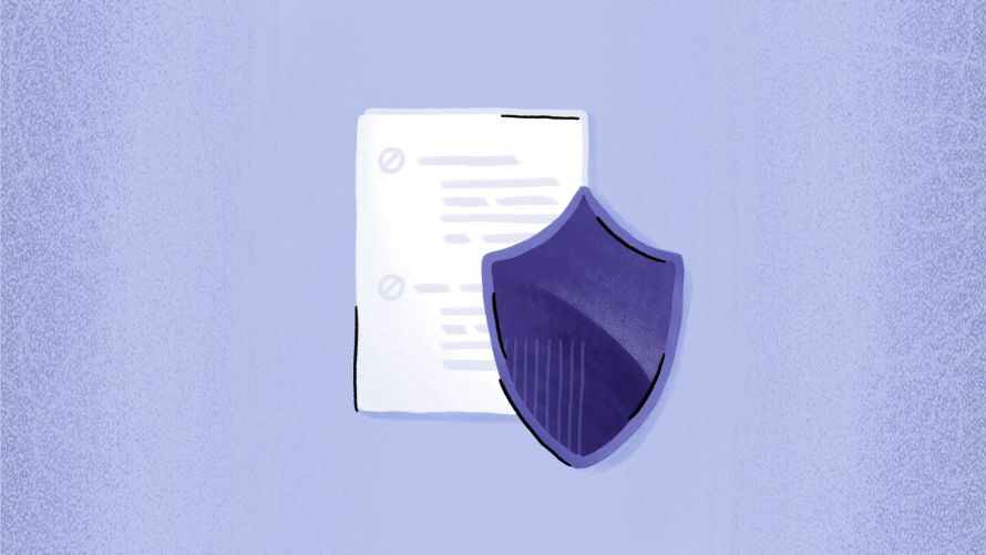 Illustration of a shield and a report