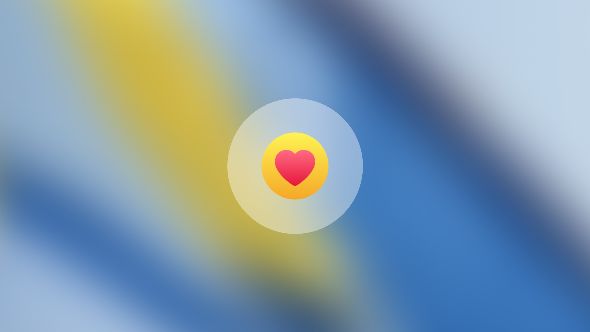 Graphic of heart on blurred background of blue and yellow
