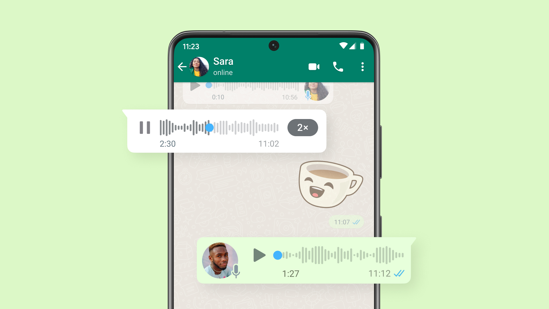 Product mock of messaging features on WhatsApp