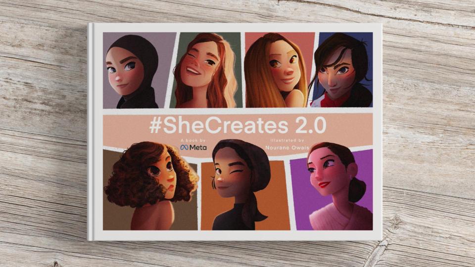 Book with female faces on the cover on the table.