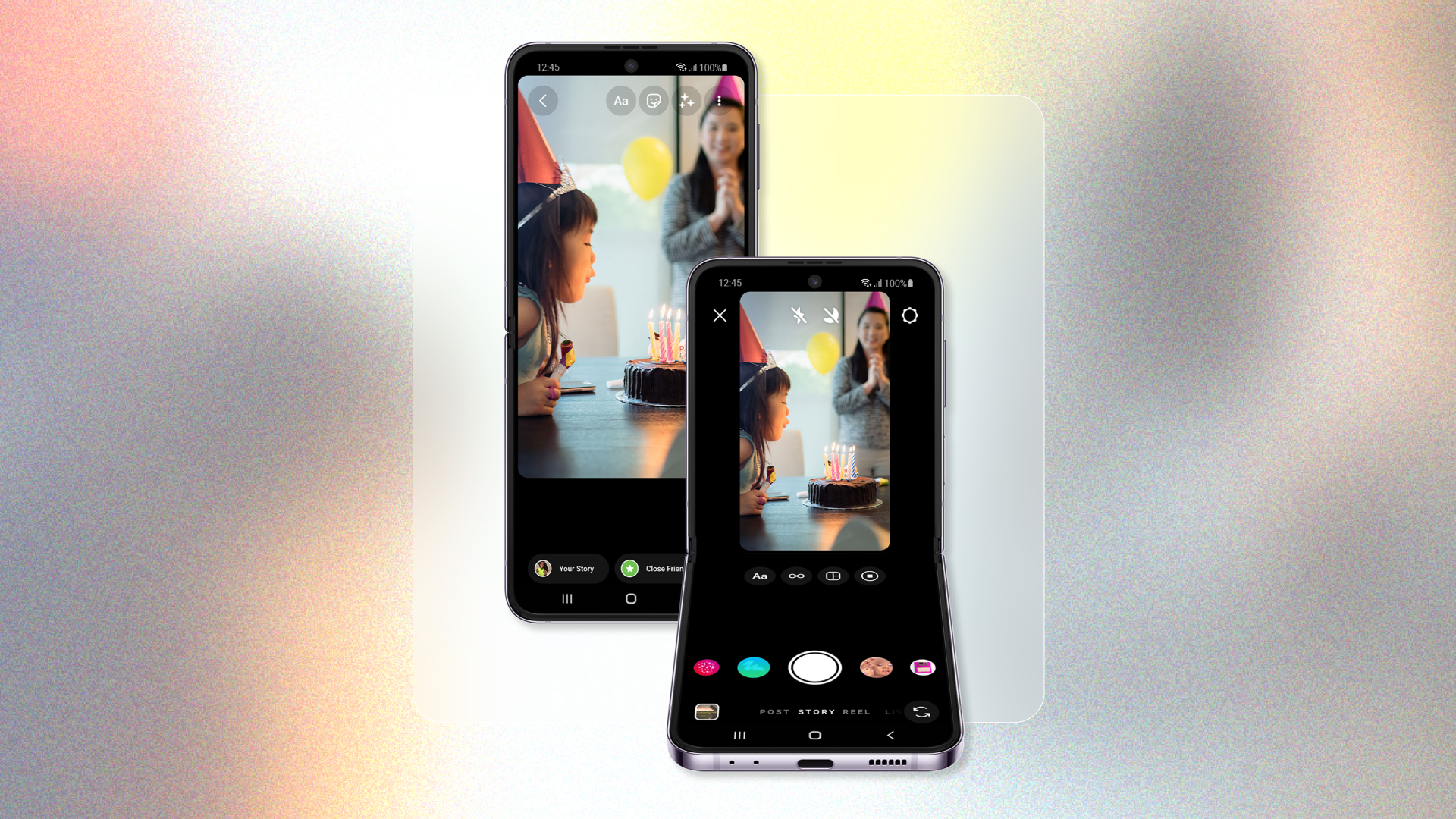 Mock of Instagram on Samsung Galaxy Z Flip 4