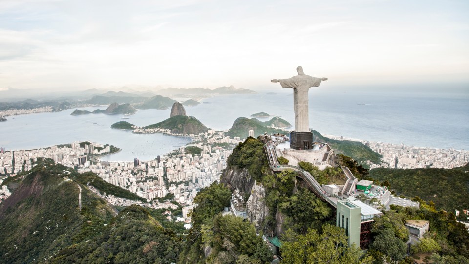 An image of the Christ the Redeemer statue in Rio de Janeiro, Brazil.