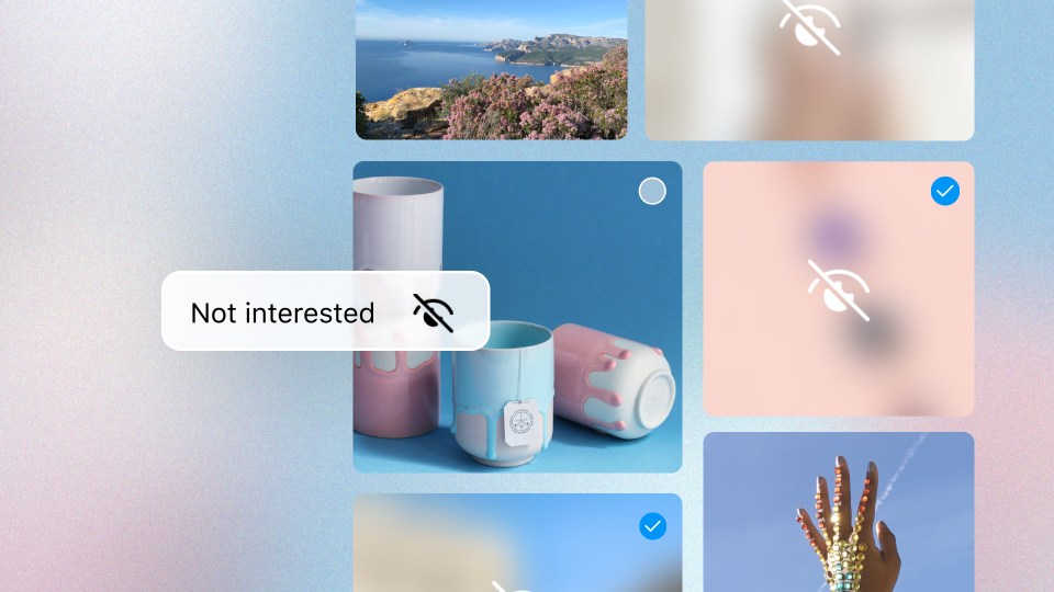 Product UI of Not Interested control on Instagram