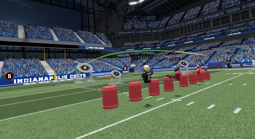 A screenshot showing a throwing minigame in NFL PRO ERA.