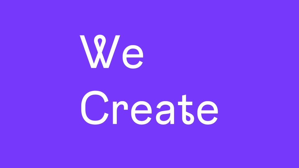 "We Create" logo