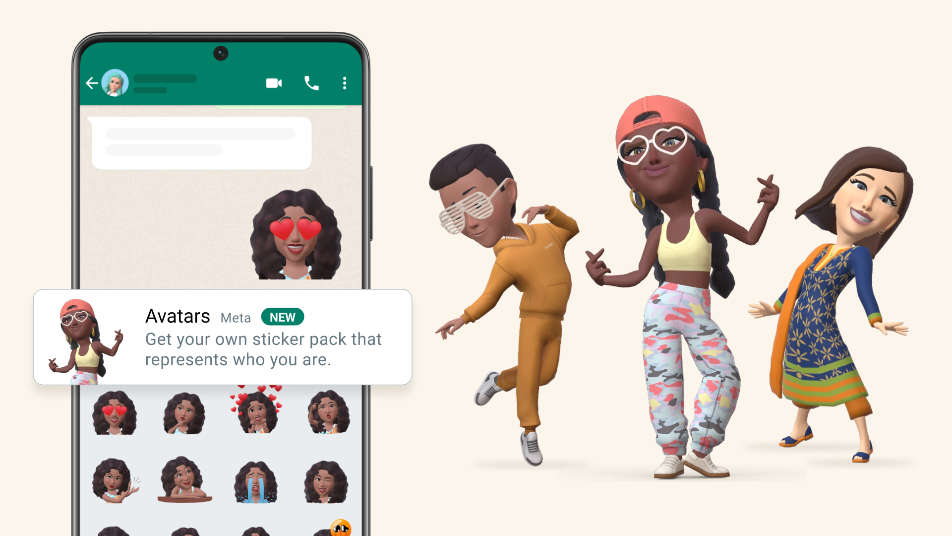 Image showing an avatar sticker pack on WhatsApp.