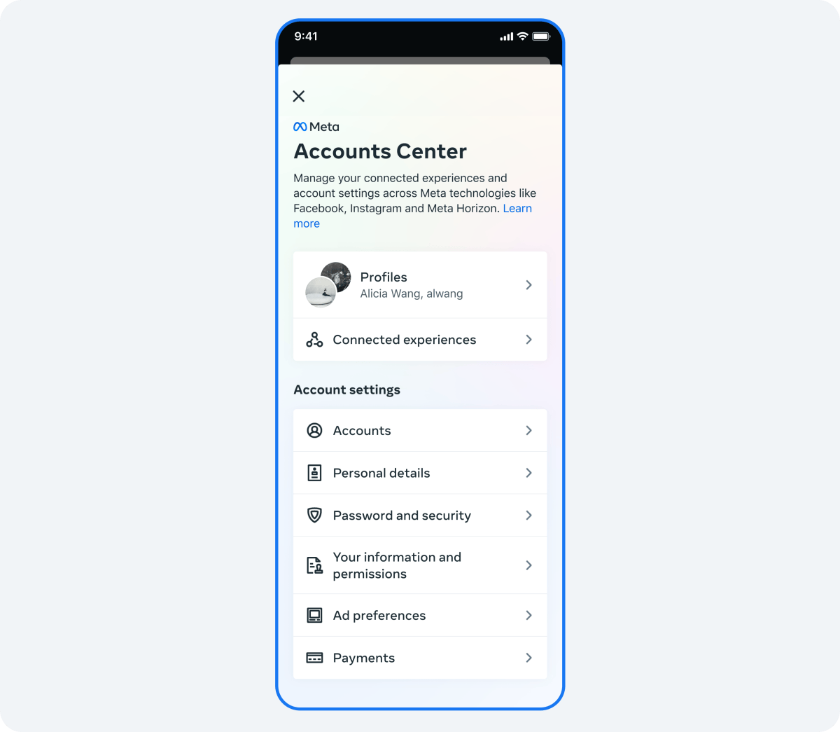Accounts Center