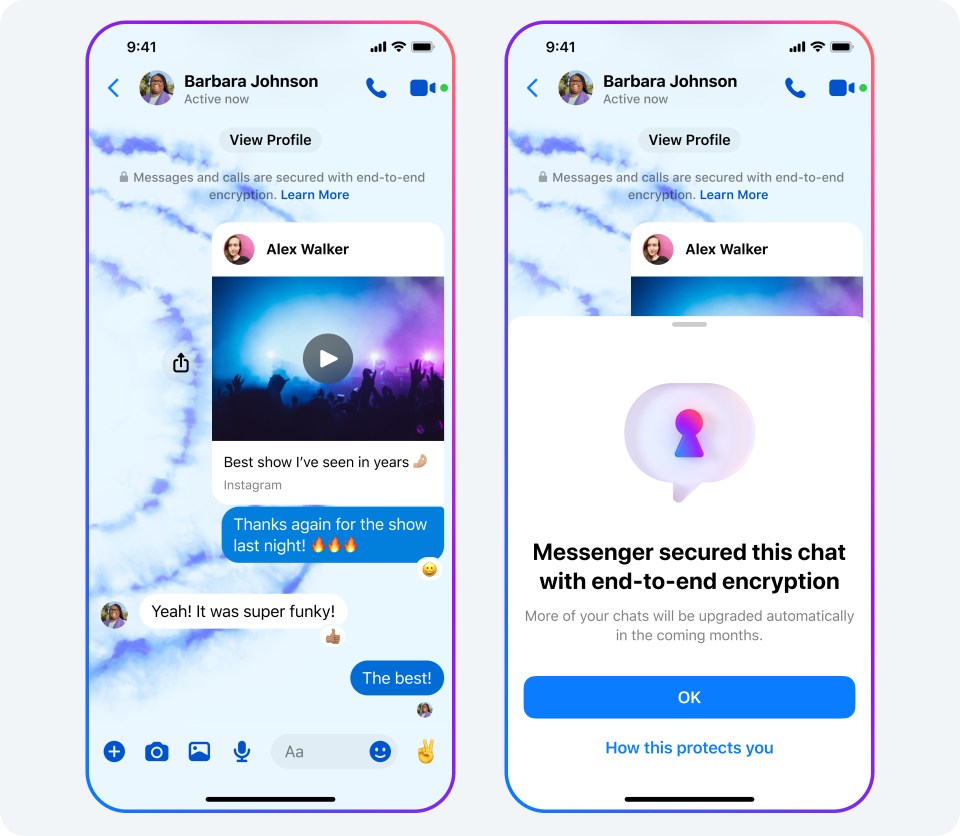Product mock of end-to-end encrypted chats on Messenger