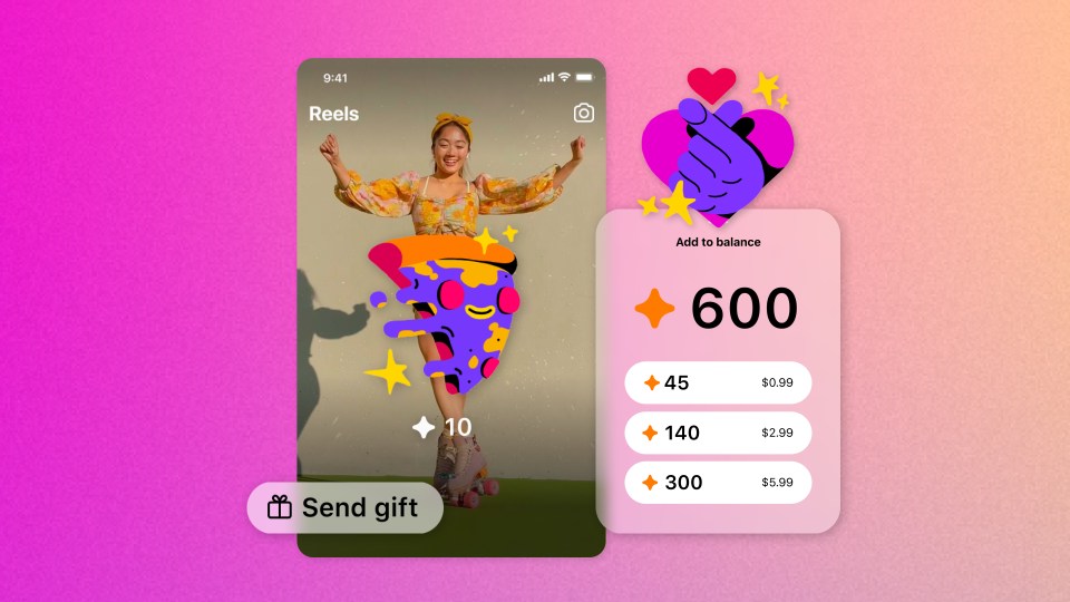 Image showing Stars balance and the ability to send a gift on Instagram Reels.