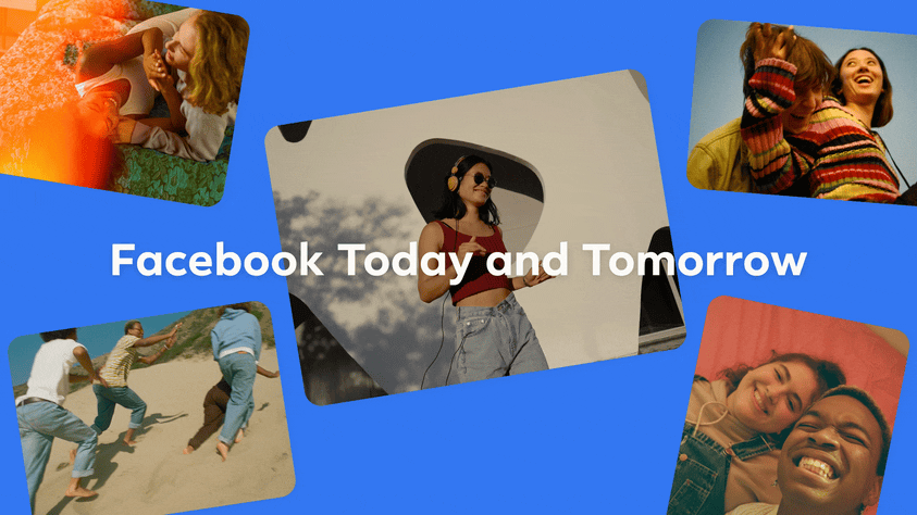 Photos of young people with the text "Facebook Today and Tomorrow"