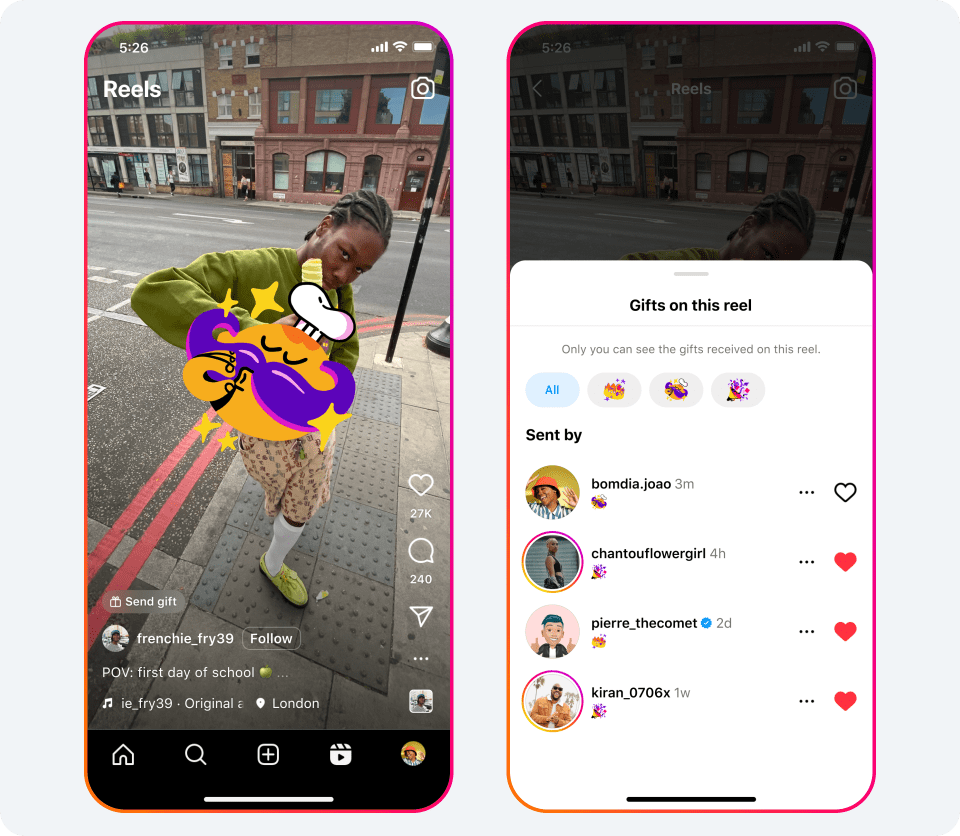 New Features on Instagram Reels: Trends, Editing and Gifts | Meta