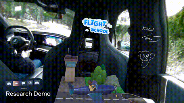 A GIF showing a research demo of augmented realities features inside of a BMW.