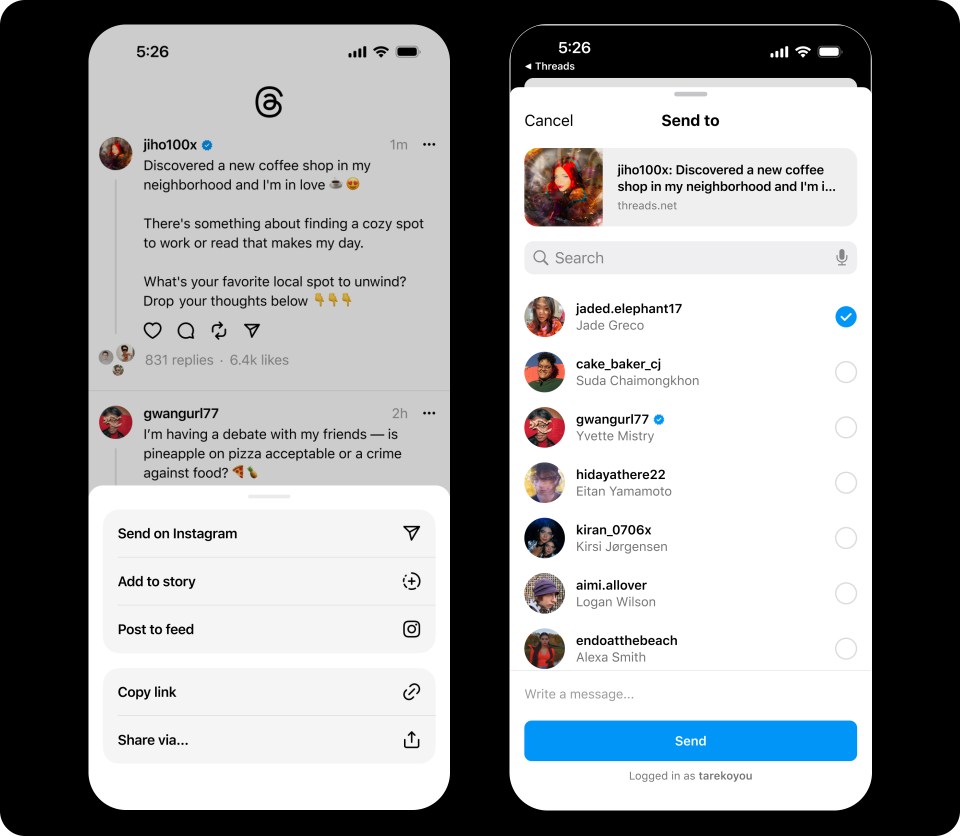 Text Thread Screen Shot Introducing Threads: A New Way to Share With Text | Meta
