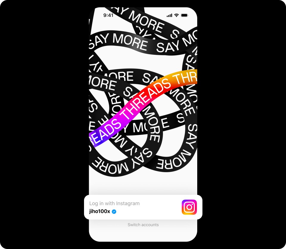 Image of Threads "Log in with Instagram" screen