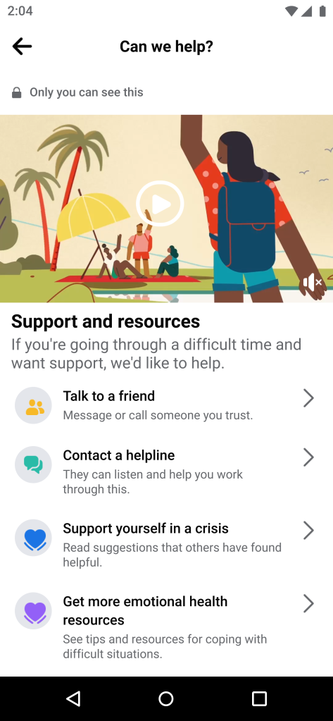 New Suicide and Self-Injury Crisis Support Feature Added in India