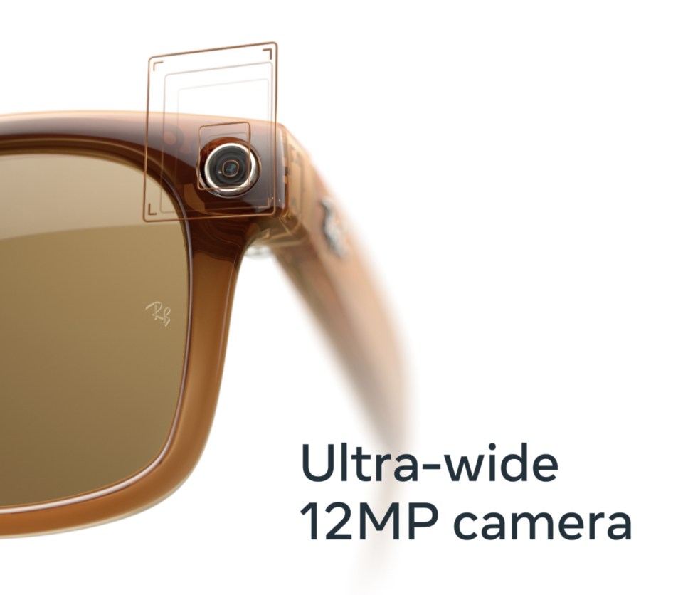 Digital marketing trends: Image showing ultra-wide 12MP camera on Ray-Ban Meta smart glasses