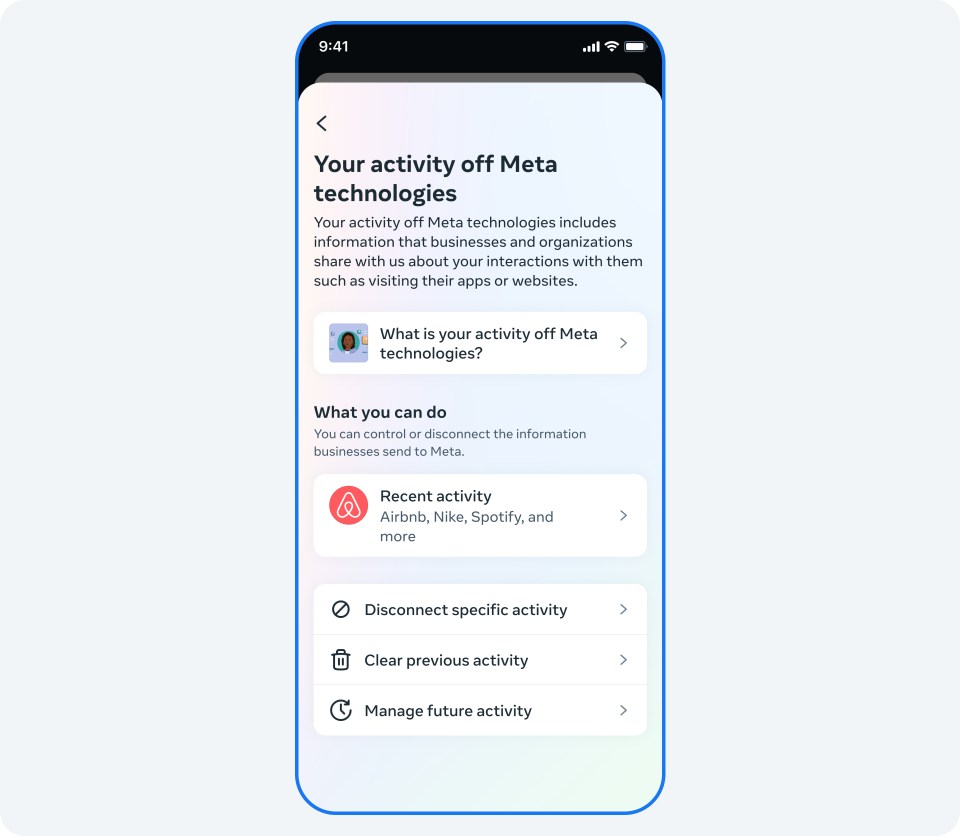Tracking your activity off Meta technologies