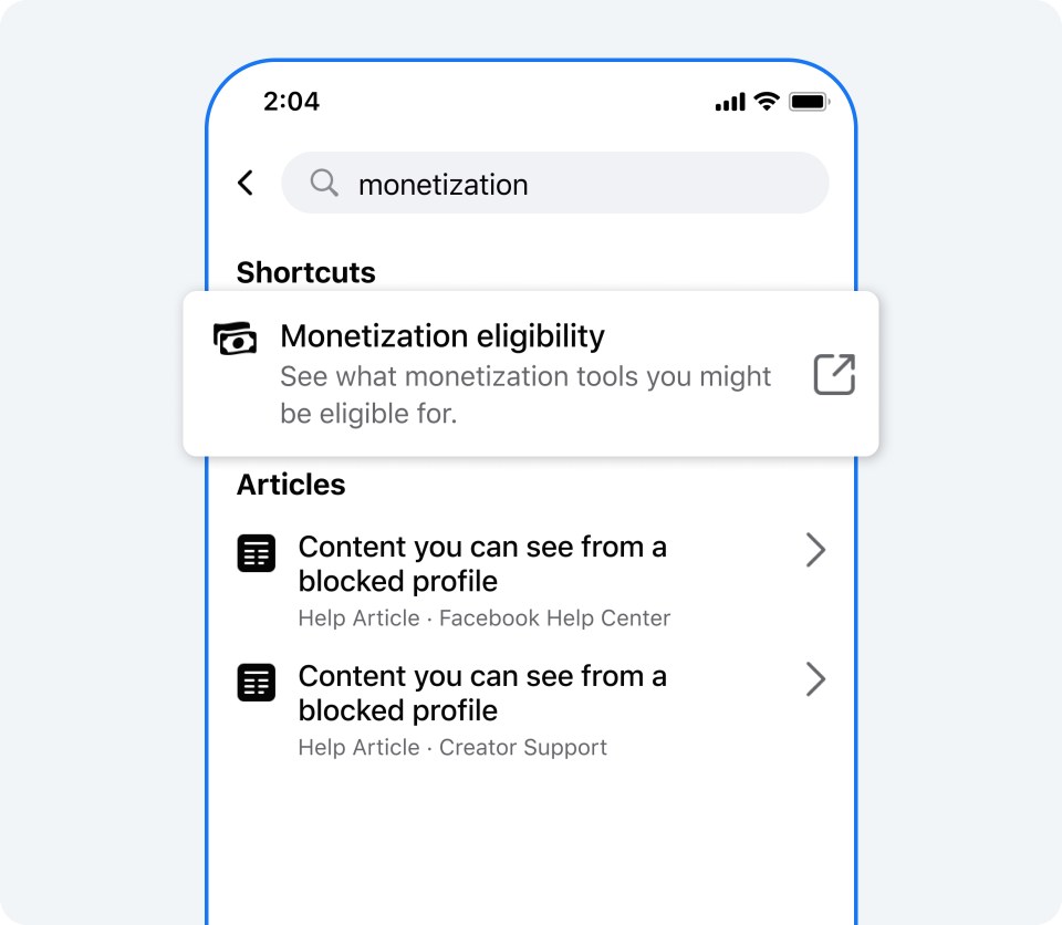 Phone screen showing monetization eligibility