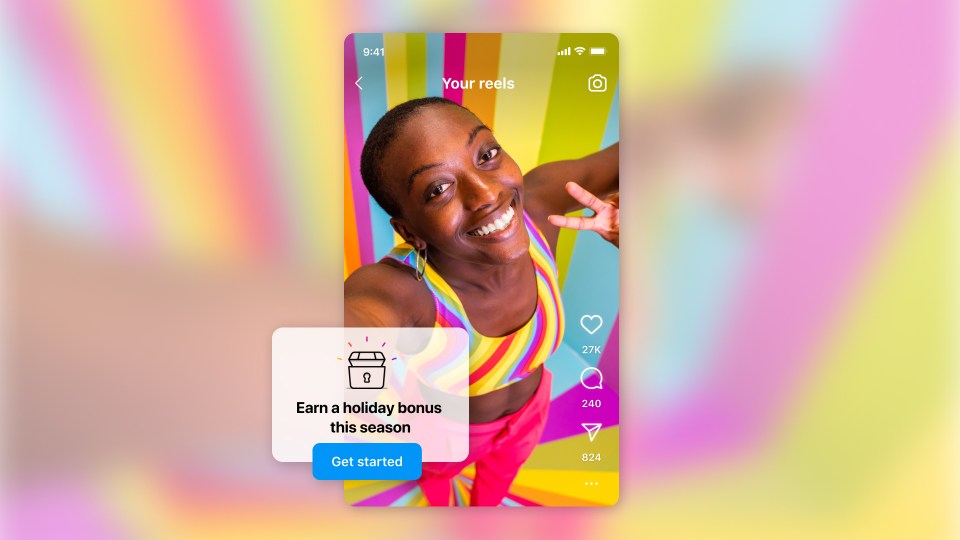 image previewing the holiday bonus feature on Instagram