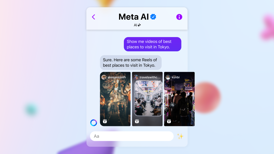 Image showing Reels in a chat with Meta AI